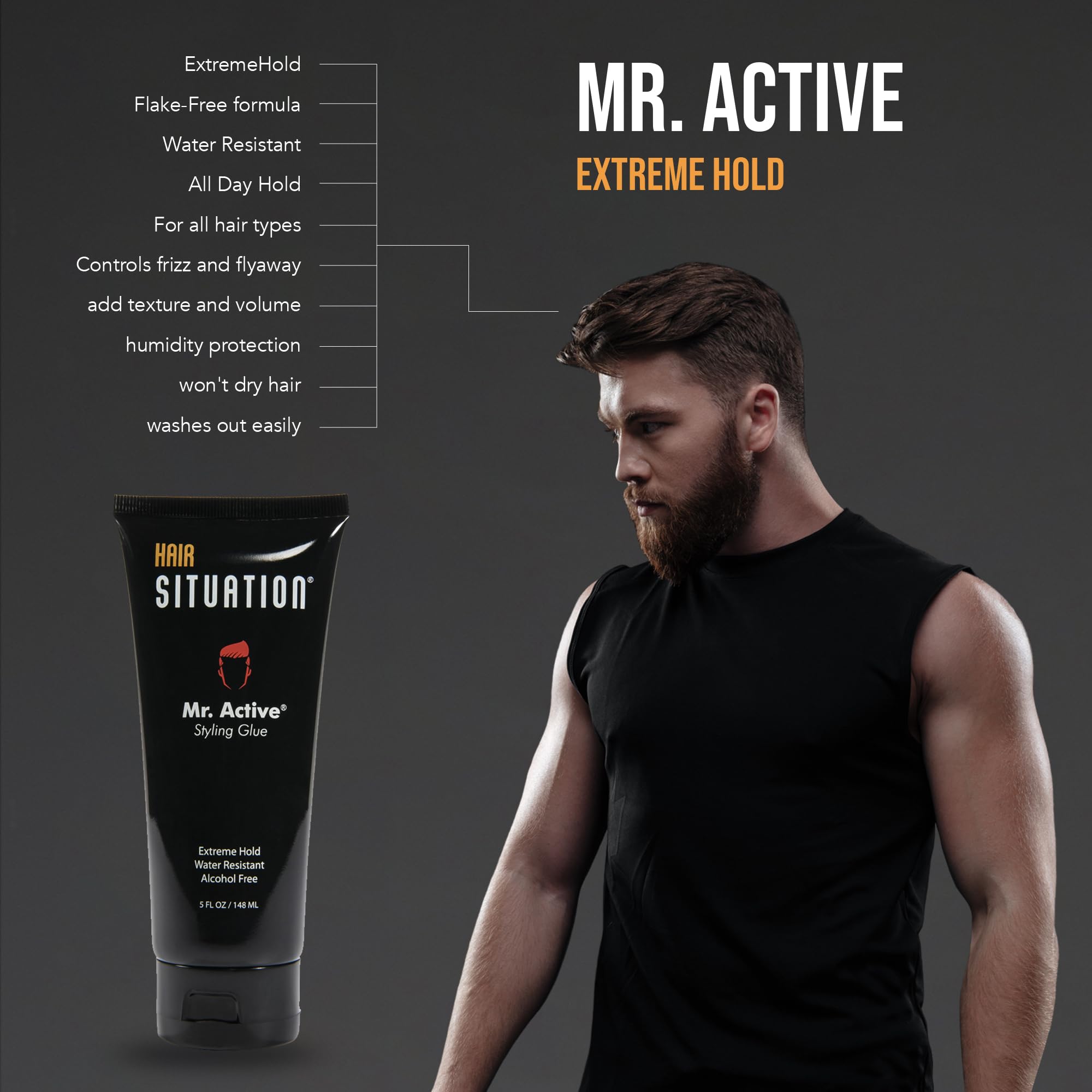 Mr Active Styling Glue Extreme Hold Water Resistant Alcohol Free